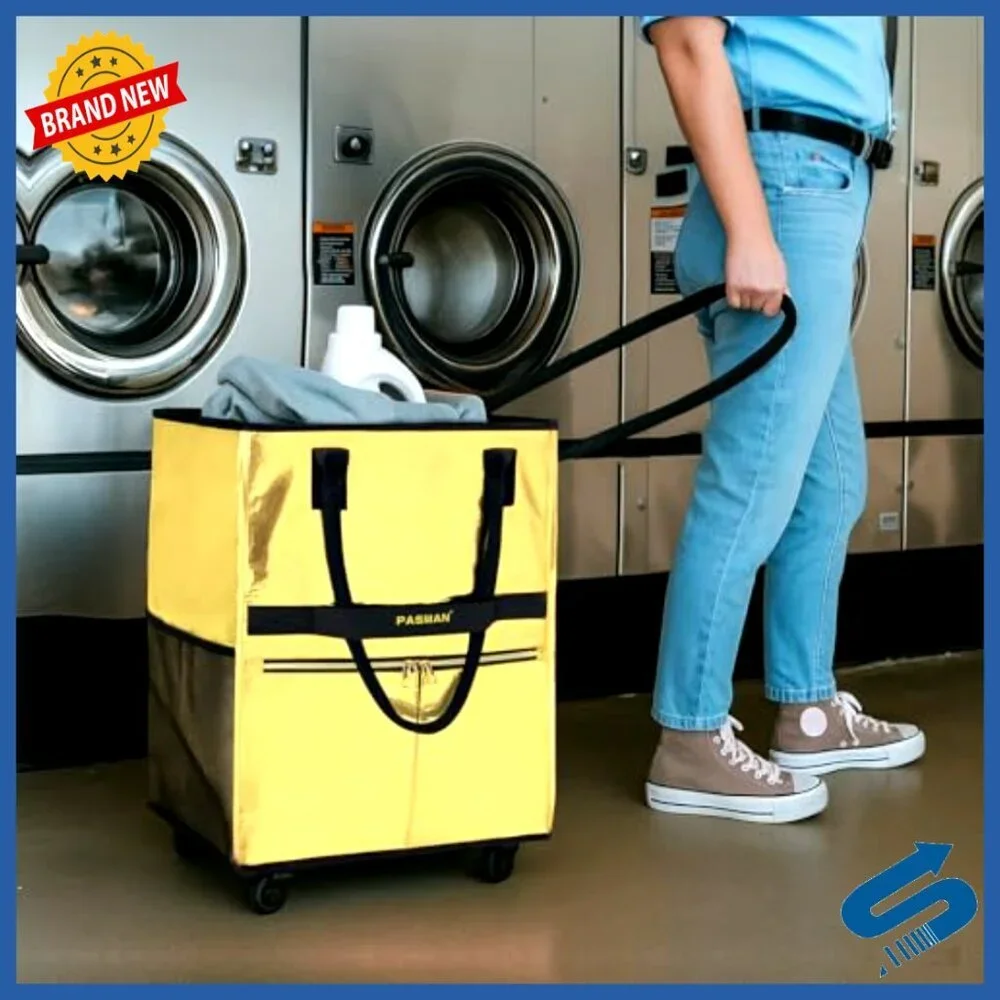 Foldable Rolling Tote Bag with 5 Wheels Heavy Duty Shopping Cart Laundry Travel